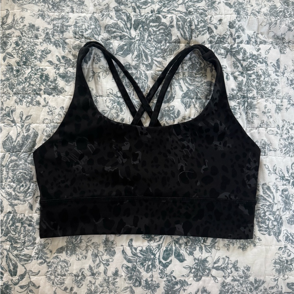 Lululemon Athletica Black Patterned Energy Bra (Size 6)
